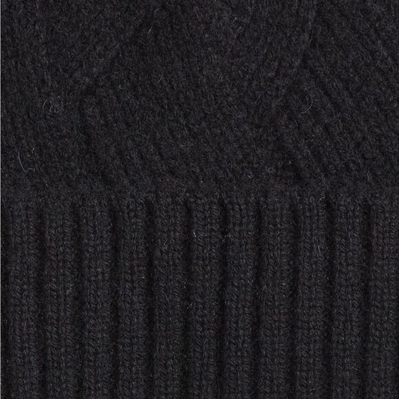 Nordstrom Faux Fur Cashmere Pompom Beanie, Black, 100% Cashmere NWT - Picture 2 of 5